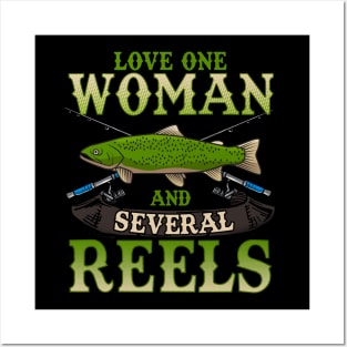 Fishing Love One Woman And Several Reels Fisherman Posters and Art